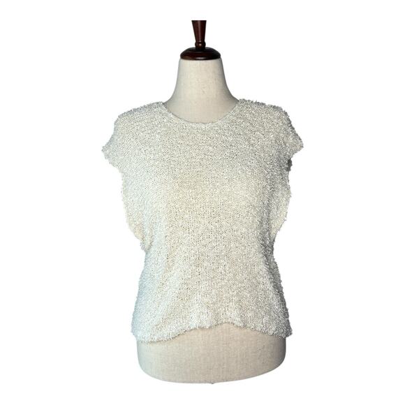 IRO Tops - IRO Top Women's XS Oversized Eyelash Fringe Cream Low Armholes Knit Beach